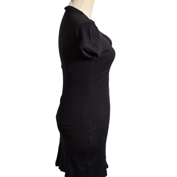 Reformation Black Ribbed Button Front Mini Dress - Picture 3 of 8